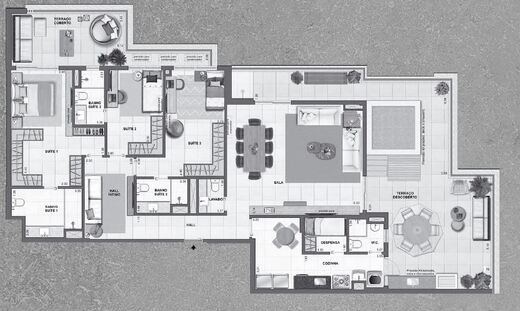 Planta 27 - 3 dorm 218 75m² - cobertura horizontal