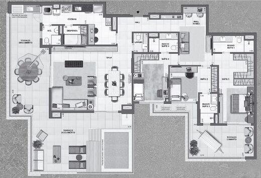 Planta 31 - 3 dorm 235 33m² - cobertura horizontal