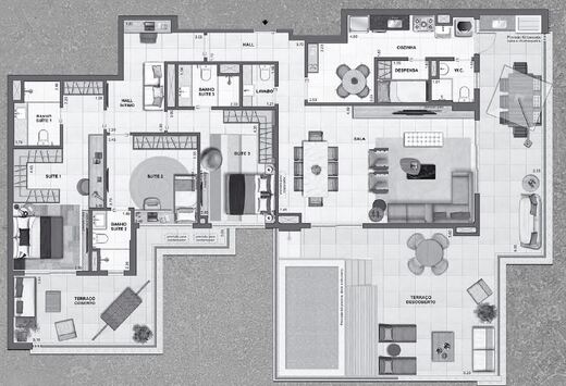 Planta 32 - 3 dorm 235 88m² - cobertura horizontal