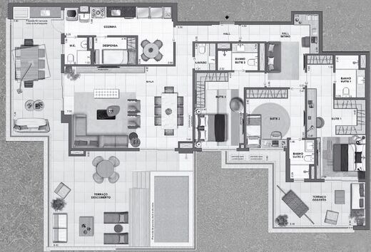 Planta 34 - 3 dorm 244 62m² - cobertura horizontal