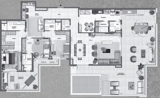 Planta 36 - 3 dorm 257 77m² - cobertura horizontal