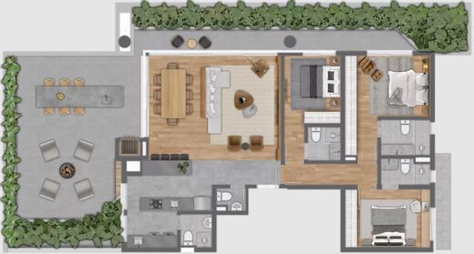 Planta 05 - 3 dorm 200m� - garden