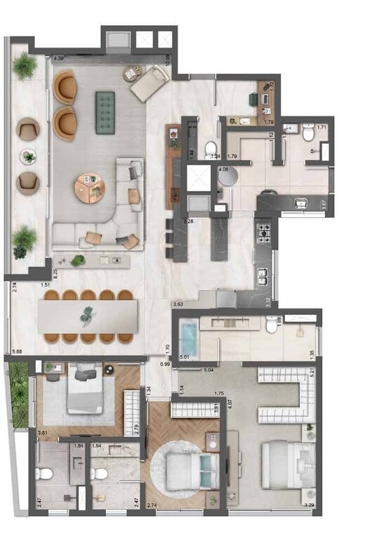 Planta 02 - 3 dorm 187m² - opção