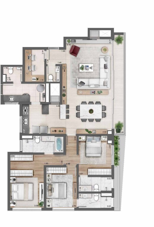 Planta 05 - 3 dorm 159 m² - opção