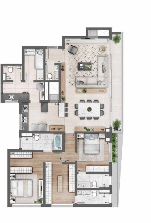 Planta 06 - 2 dorm 159m² - opção