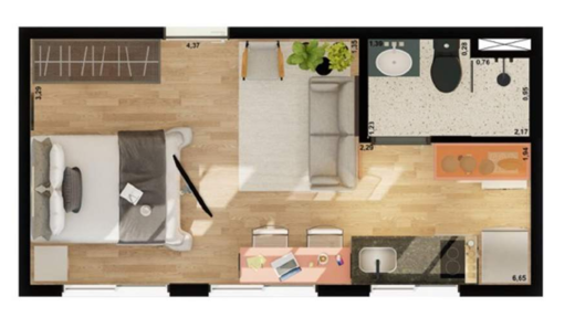 Planta 01 - 1 dorm 24m� - studio