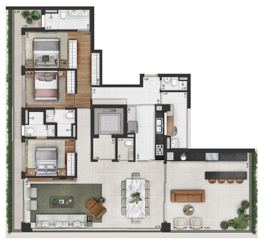 Planta 08 - 3 dorm 197m²