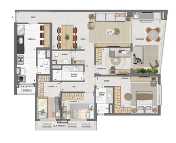 Planta 03 - 4 dorm 131,85m²