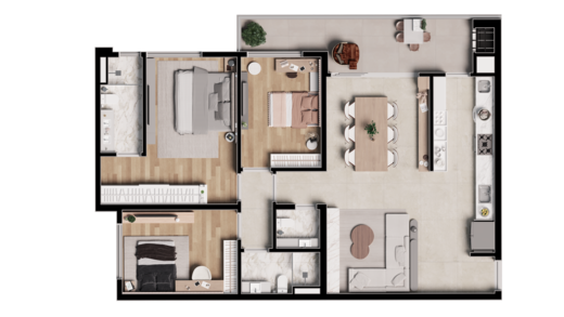 Planta 01 - 3 dorm 114 65m