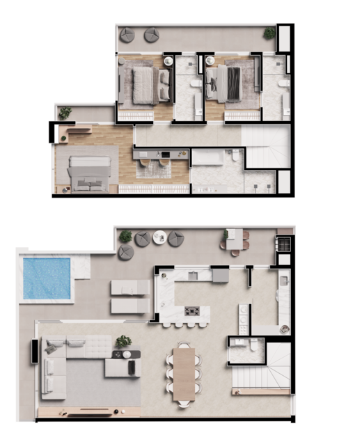 Planta 02 - 3 dorm 211 82m - cobertura duplex