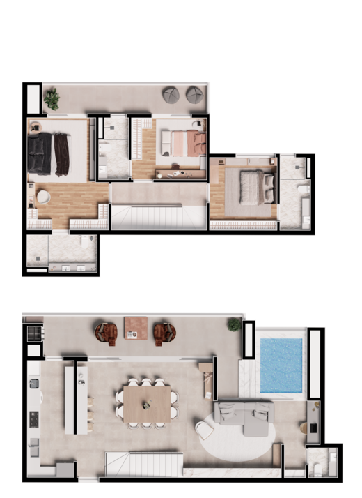 Planta 05 - 3 dorm 174 66m - cobertura duplex