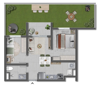 Planta 06 - 2 dorm 65,20m� - garden