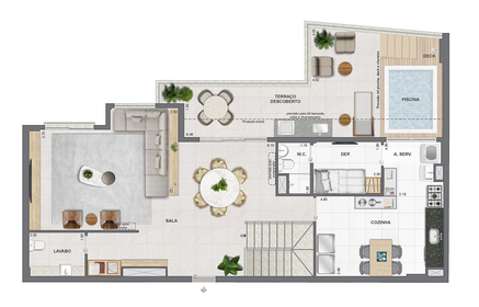 Planta 07 - 4 dorm 234,91m² - cobertura duplex - superior