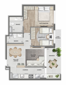 Planta 03 - 2 dorm 69,87m�
