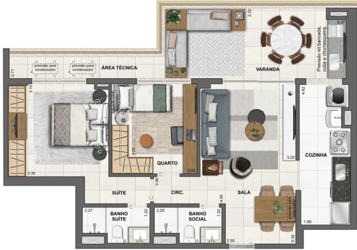 Planta 22 - 2 dorm 82 72m²
