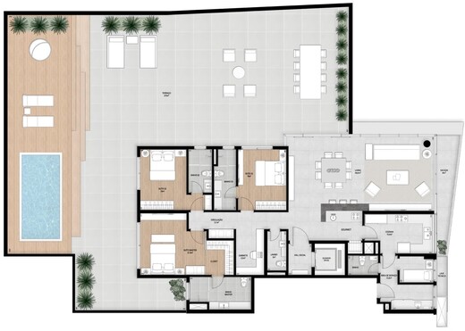Planta 02 - 3 dorm 481 95m� - garden