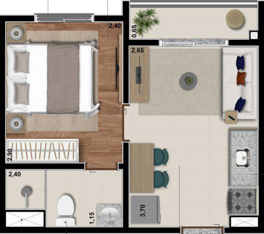 Planta 01 - 1 dorm 25 01m�