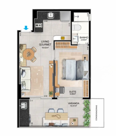 Planta 08 - 1 dorm 43,72m²