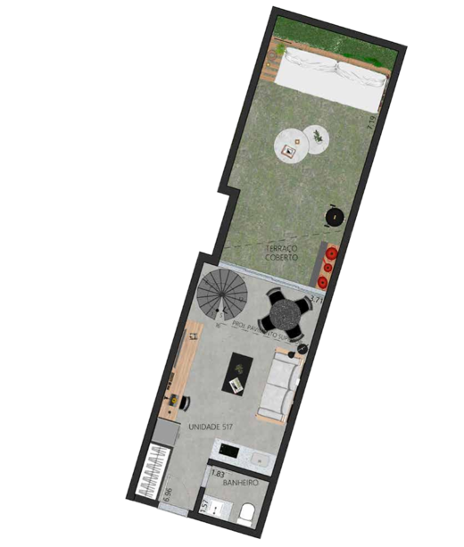 Planta 21 - 1 dorm 77 71m² - garden