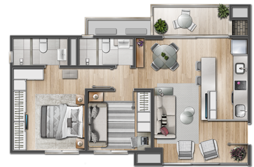 Planta 05 - 2 dorm 63 32m�