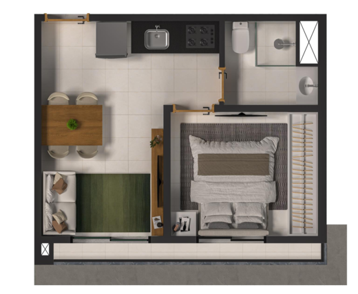 Planta 01 - 1 dorm 27 69m�