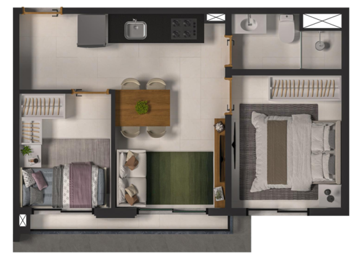 Planta 02 - 2 dorm 34 78m�