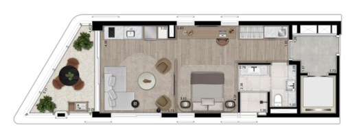 Planta 02 - 1 dorm 60m� - studio