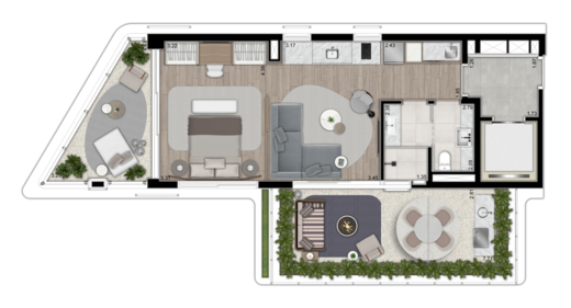 Planta 03 - 1 dorm 84m� - garden