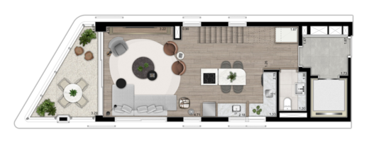 Planta 04 - 2 dorm 120m� - cobertura duplex - inferior