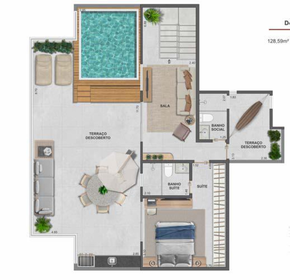Planta 09 - 4 dorm 207,68m² - cobertura duplex - superior