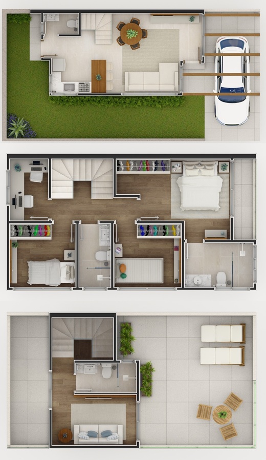 Planta 02 - 3 dorm 195 35m²