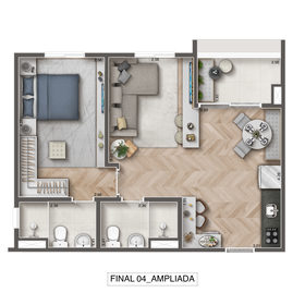 Planta - 49,25m² 2 dorms (1 suíte) - Final 04