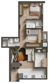 Planta 06 - 2 quartos com 1 suíte 60,88m²