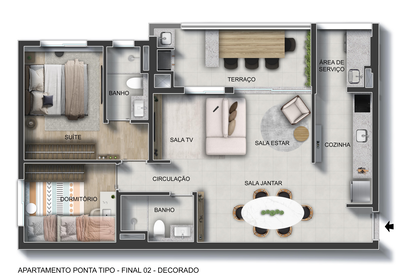 Planta 03 - 2 dorm 75,53m² - opção