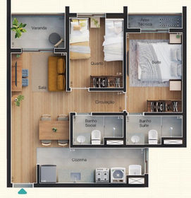 Planta 03 - 2 dorm 52,63m�