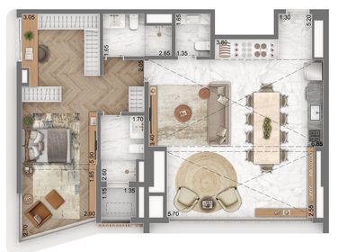 Planta 12 - 1 dorm 98m� - op��o 01