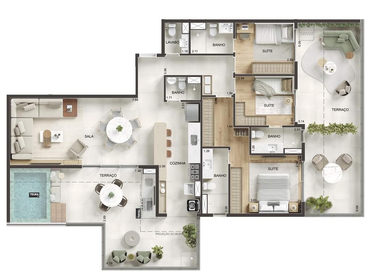 Planta 05 - 3 dorm 174m² - cobertura horizontal