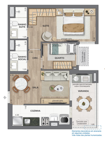 Planta 12 - 2 dorm 54,62m²