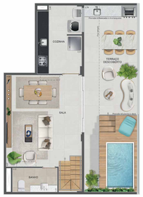 Planta 54 - 3 dorm 142,08m² - cobertura duplex - superior