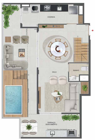 Planta 72 - 4 dorm 183,67m² - cobertura duplex - superior