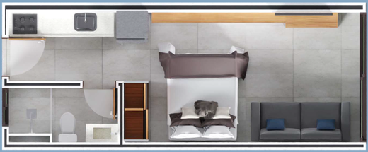 Planta 01 - 1 dorm 24,32m� - studio