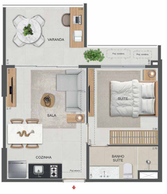 Planta 04 - 1 dorm 41,50m²