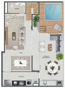 Planta 60 - 3 dorm 150,28m² - cobertura duplex - superior