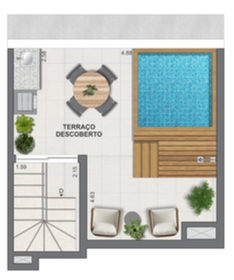 Planta 10 - 1 dorm 60,93m� - cobertura duplex - superior