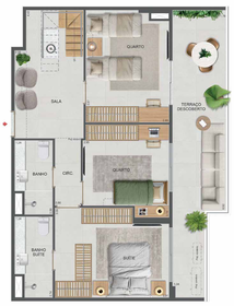 Planta 59 - 3 dorm 150,28m² - cobertura duplex - inferior