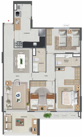 Planta 30 - 3 dorm 94,45m²