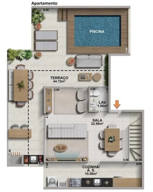 Planta 04 - 3 dorm 178,22m² - cobertura duplex - inferior