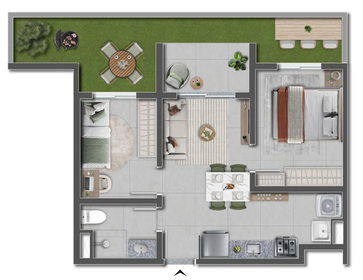 Planta 02 - 2 dorm 53,57m� - garden