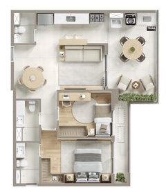 Planta 02 - 2 dorm 80m²