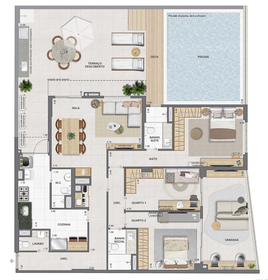 Planta 04 - 3 dorm 201,66m² - garden